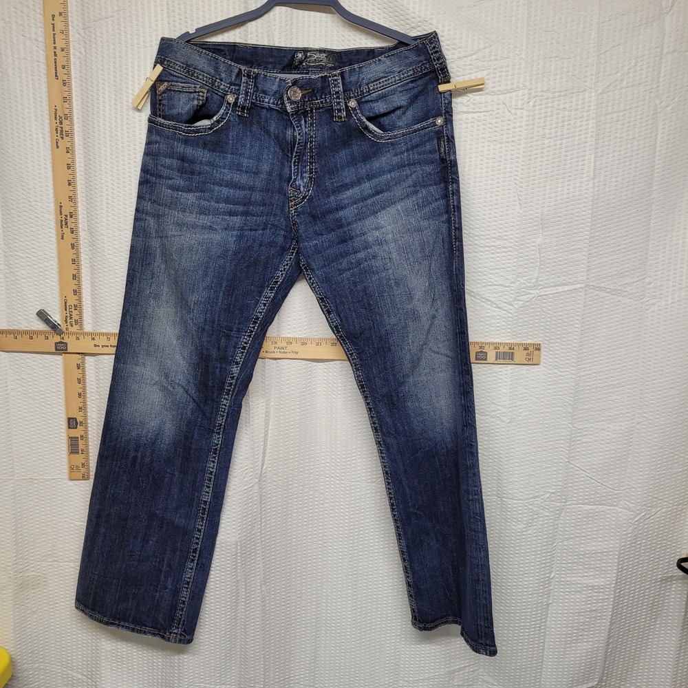 Silver Jeans Co Zac‎ Relaxed Straight Jeans Mens 34x30 Dark Wash Denim